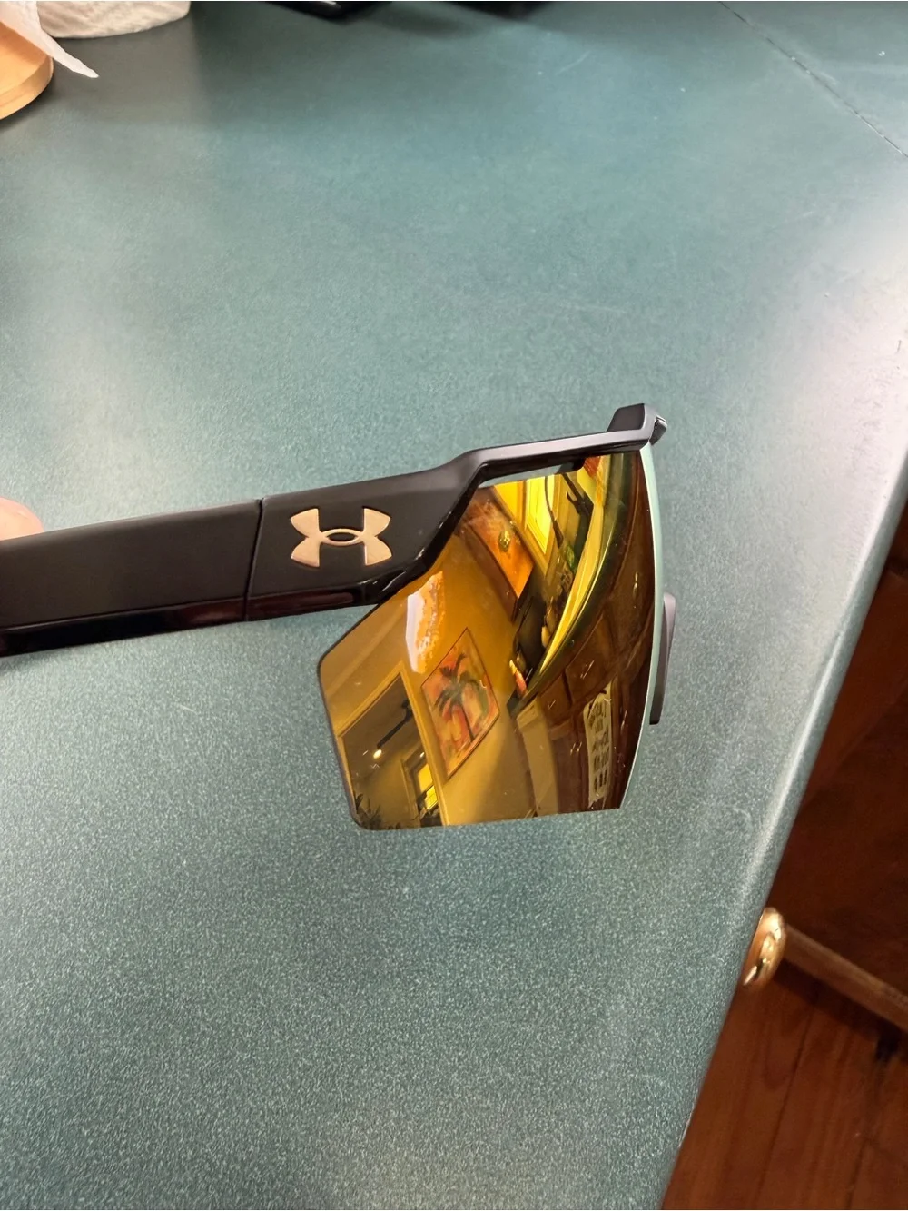 Under Armour Performance Wraparound Sunglasses in Amber/Gold Mirror